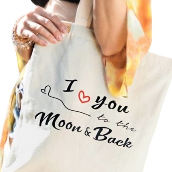 "I LOVE YOU TO THE MOON & BACK" ECO FRIENDLY TOTE BAG 13.5X15 - Picture 6 of 7